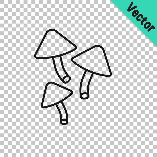 Siyah çizgi mantar simgesi şeffaf arkaplanda izole edildi. Vektör.