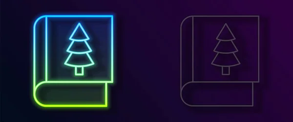Gloeiende Neon Lijn Kerst Boek Omslag Flyer Template Pictogram Geïsoleerd — Stockvector