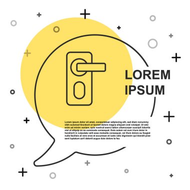Siyah çizgi parmak izi kapı kilidi simgesi beyaz arkaplanda izole edildi. Kimlik uygulaması simgesi. Kimlik işareti. Kimliğe dokun. Rastgele dinamik şekiller. Vektör.