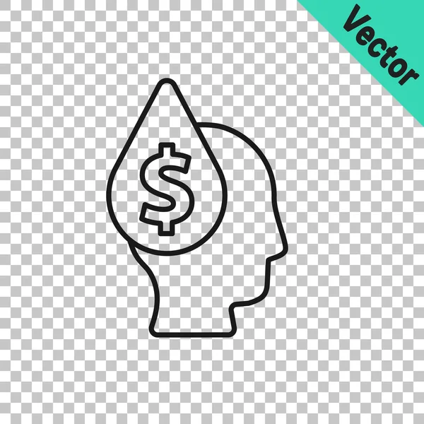 Black Line Oil Drop Dollar Symbol Icon Isolated Transparent Background — Stockvektor