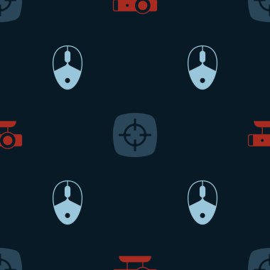 Web kamera hedefleme sporunu ve bilgisayar faresini kusursuz desene ayarlayın. Vektör.