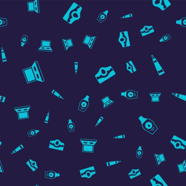 Göz farı paletini fırça kremi ya da losyon kozmetik tüp sivilcesi ve bir şişe şampuanı kusursuz desenle ayarla. Vektör.