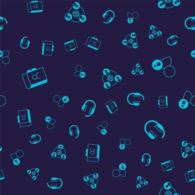 Telefon rehberi görüntülü sohbet toplantısını ve kulaklıkları kusursuz bir şablona ayarla. Vektör.