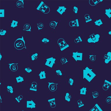 Kilit Bulutu bilgisayar kilidini alarm zilini ve House 'u sorunsuz bir şekilde koruma altına alın. Vektör.