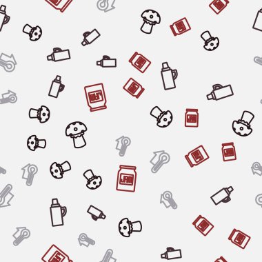 Mantar termometresi ve reçel kavanozunu pürüzsüz desene ayarlayın. Vektör.