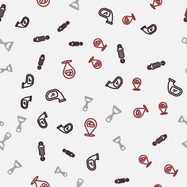 Ayna aynası amortisörü vites değiştirici ve yarış kaskını kusursuz şekilde ayarla. Vektör.