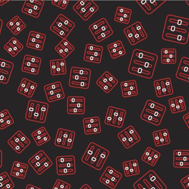 Line Sound karıştırıcı simgesi siyah arkaplanda izole edilmiş kusursuz desen. DJ ekipman kaydırma düğmeleri. Konsol karıştırılıyor. Vektör