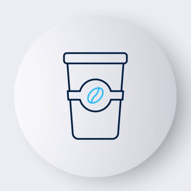 Çizgili kahve fincanı beyaz arka planda izole edilmiş bir ikon haline gelecek. Renkli taslak konsepti. Vektör