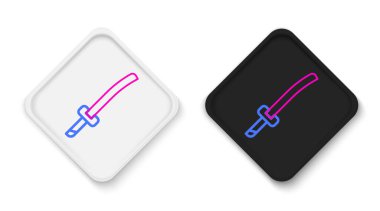 Geleneksel Japon katana simgesi beyaz arka planda izole edildi. Japon kılıcı. Renkli taslak konsepti. Vektör