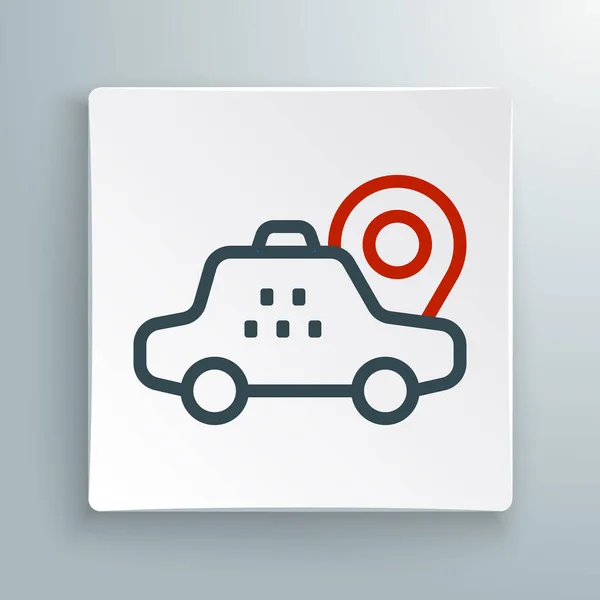 Line Map Mutató Taxi Autó Ikon Elszigetelt Fehér Háttér Helyszín — Stock Vector