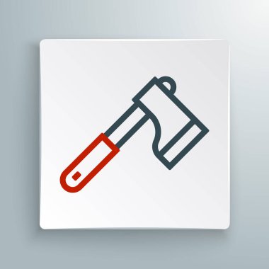 Tahta çizgi balta simgesi beyaz arkaplanda izole edildi. Oduncu baltası. Renkli taslak konsepti. Vektör