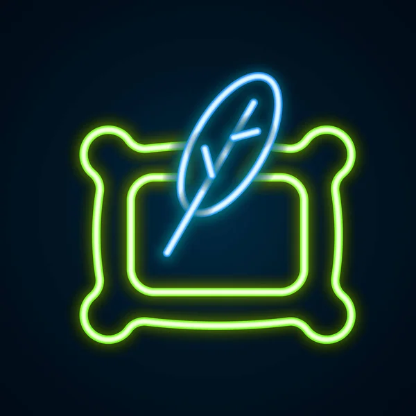 Glowing Neon Line Rectangular Pillow Icon Isolated Black Background Cushion — Stockvector