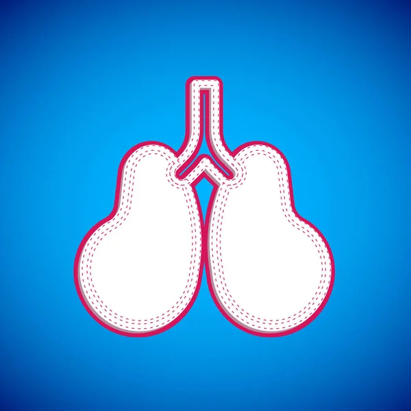 Weißes Lungensymbol Isoliert Auf Blauem Hintergrund Vektor — Stockvektor