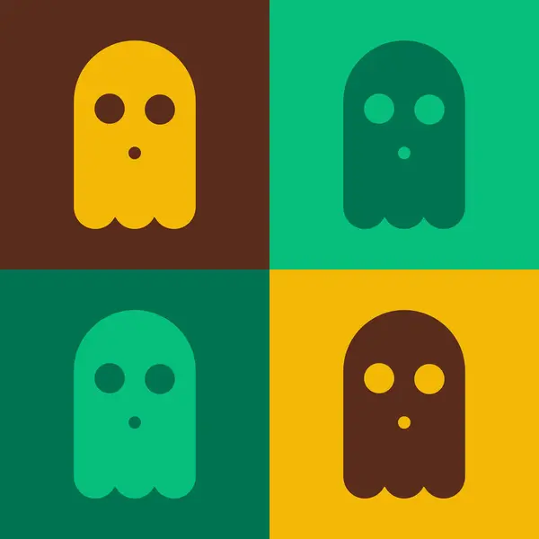 Pop Art Ghost Symbol Isoliert Auf Farbigem Hintergrund Frohe Halloween — Stockvektor