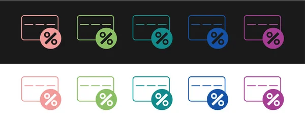 Set Tarjeta Descuento Con Icono Porcentaje Aislado Sobre Fondo Blanco — Vector de stock