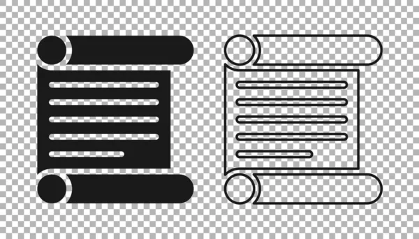 Zwart Decreet Papier Perkament Scroll Pictogram Geïsoleerd Transparante Achtergrond Vector — Stockvector