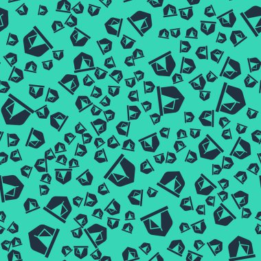 Siyah turist çadırı simgesi yeşil arka planda izole edilmiş pürüzsüz desen. Kamp sembolü. Vektör