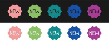 Price etiketini siyah ve beyaz arkaplanda izole edilmiş yeni bir simge ile ayarla. Rozet fiyatına. Reklam etiketi indirimi. Vektör.