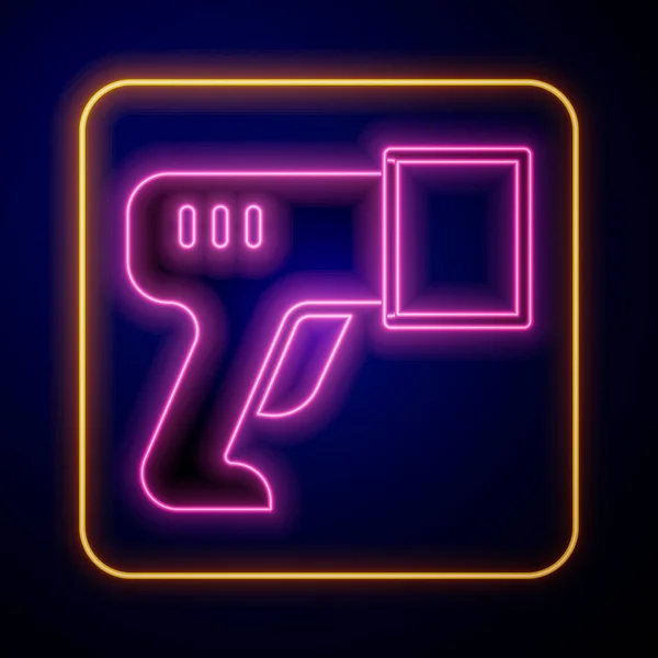 Leuchtende Neonscanner Scannen Barcode Symbol Isoliert Auf Schwarzem Hintergrund Aufkleber — Stockvektor