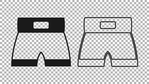 黑色拳击短图标隔离在透明的背景 — 图库矢量图片