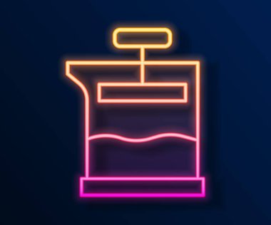 Parlayan neon hattı Fransız basın simgesi siyah arkaplanda izole edildi. Vektör