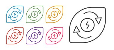 Beyaz arkaplanda izole edilmiş su enerji simgesi oluştur. Su damlacıklarıyla ekoloji kavramı. Alternatif enerji kavramı. Simgeleri renklendirin. Vektör