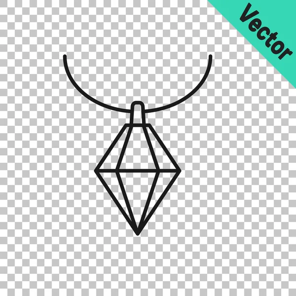 Черная Линия Кулон Ожерелье Значок Изолирован Прозрачном Фоне Вектор — стоковый вектор