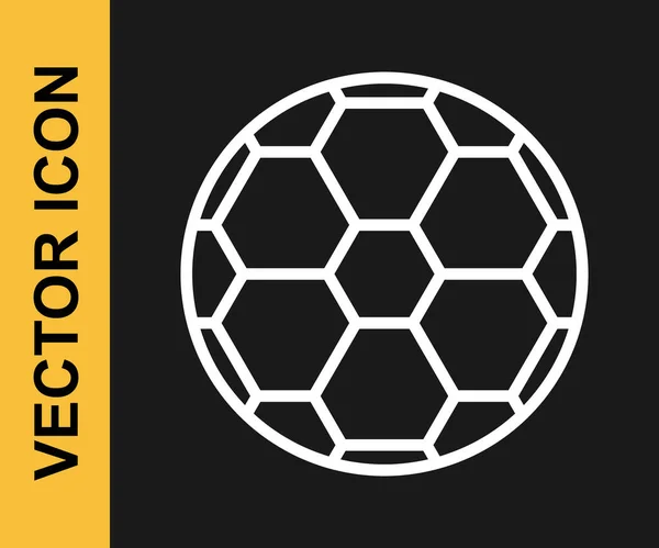 Белая Линия Футбольный Мяч Значок Изолирован Черном Фоне Спортивное Оборудование — стоковый вектор