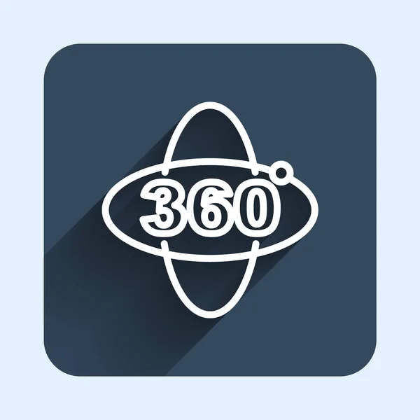 Ícone Visão 360 Graus Linha Branca Isolado Com Fundo Sombra — Vetor de Stock