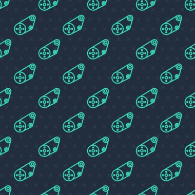 Yeşil çizgi zamanlayıcı kiti simgesi mavi arkaplanda izole edilmiş kusursuz desen. Vektör