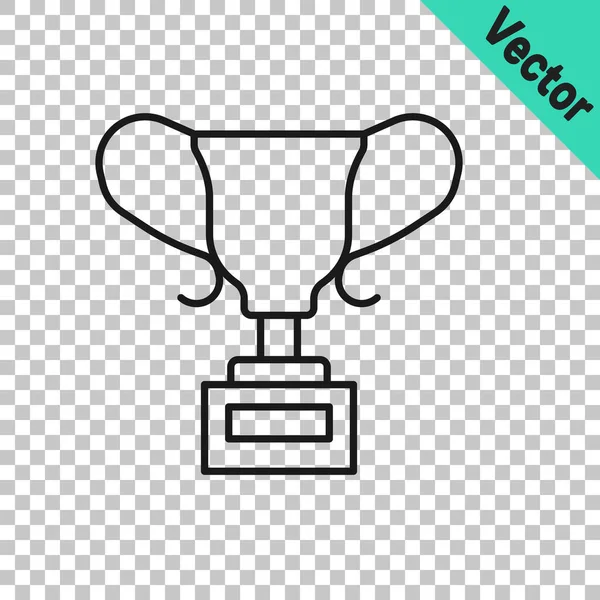 Black Line Award Cup Symbol Isoliert Auf Transparentem Hintergrund Siegertrophäe — Stockvektor