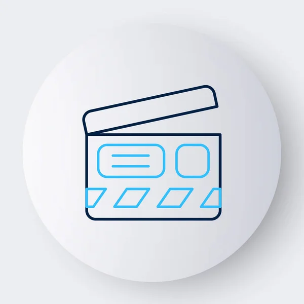 Línea Película Clapper Icono Aislado Sobre Fondo Blanco Tablero Aplausos — Vector de stock