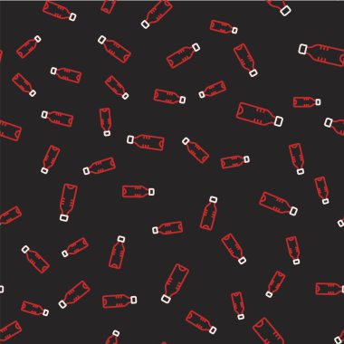 Bir şişe su ikonu siyah arka planda izole edilmiş. Soda su içme tabelası. Vektör.