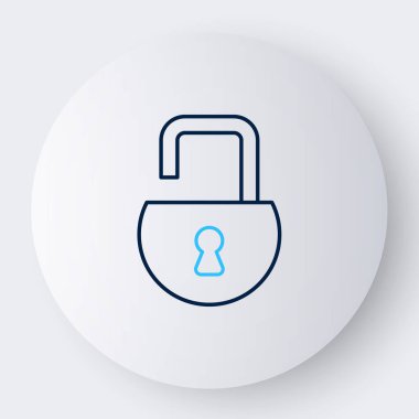 Hat Açık asma kilit simgesi beyaz arkaplanda izole edildi. Kilit açık işareti. Siber güvenlik kavramı. Dijital veri koruması. Renkli taslak konsepti. Vektör.