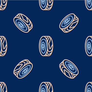 Çizgi Ağacı halka simgesi mavi arkaplanda izole edilmiş pürüzsüz desen. Ahşap kesit. Vektör.