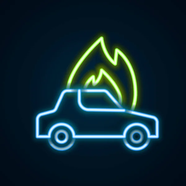 Glowing Neon Line Membakar Ikon Mobil Terisolasi Pada Latar Belakang - Stok Vektor