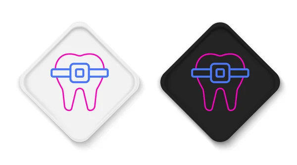 Line Teeth Braces Icon Isolated White Background Alignment Bite Teeth — Stock Vector