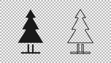 Şeffaf arkaplanda Kara Ağaç simgesi izole edildi. Orman sembolü. Vektör.