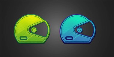 Siyah arkaplanda yeşil ve mavi yarış başlığı simgesi var. Vektör.