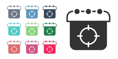 Siyah Hedef spor simgesi beyaz arkaplanda izole edildi. Atış mesafesi ya da atış mesafesi için sayıları olan temiz bir hedef. Simgeleri renklendirin. Vektör.