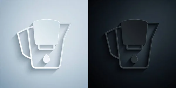 Jarra Agua Con Icono Filtro Aislado Sobre Fondo Gris Negro — Vector de stock