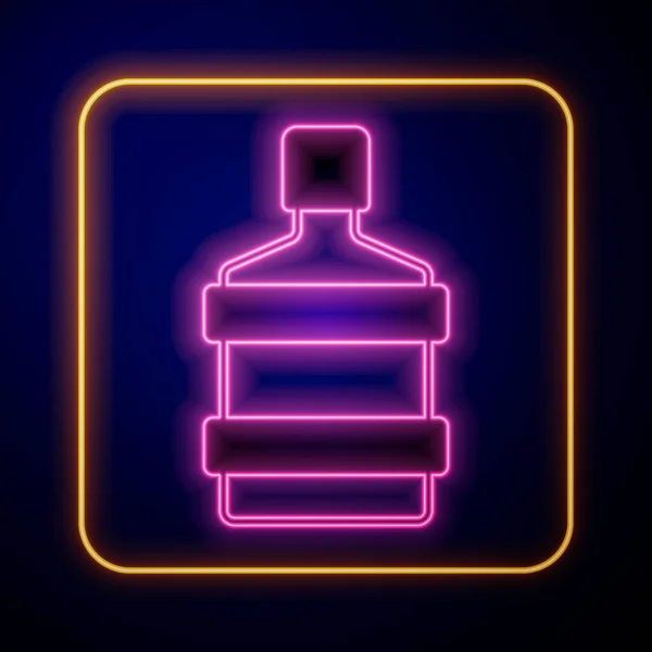Glowing Neon Big Bottle Clean Water Icon Isolated Black Background — Stockvektor