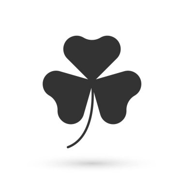 Gri Yonca folyo yaprağı simgesi beyaz arkaplanda izole edildi. Aziz Patrick gününüz kutlu olsun. Ulusal İrlanda bayramı. Vektör.