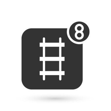 Gri Online bilet rezervasyonu ve uygulama arayüzü simgesi satın alma beyaz arka planda izole edildi. E-bilet siparişi. Elektronik tren bileti ekranda. Vektör.