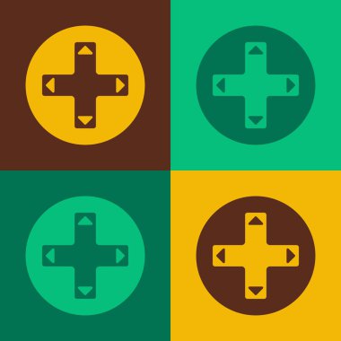 Pop Art Game denetleyici veya oyun konsolu simgesi için joystick renk arkaplanında izole edildi. Vektör.