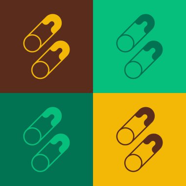 Pop Art Classic kapalı çelik güvenlik iğnesi simgesi renk arkaplanda izole. Vektör.