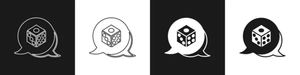 Set Juego Dados Icono Aislado Sobre Fondo Blanco Negro Juego — Vector de stock