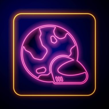 Parlayan neon yarış başlığı simgesi siyah arkaplanda izole edildi. Olağanüstü bir spor. Spor malzemeleri. Vektör.