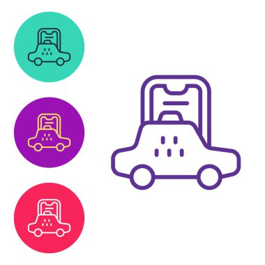Beyaz arkaplanda izole edilmiş Taksi mobil uygulama simgesi ayarla. Mobil uygulama taksisi. Simgeleri renklendirin. Vektör.