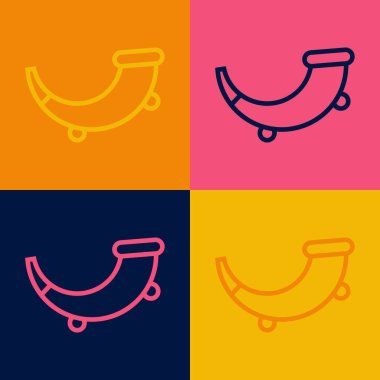 Popüler sanat eseri avlanma boynuzu simgesi renk arkaplanında izole edilmiş. Vektör.